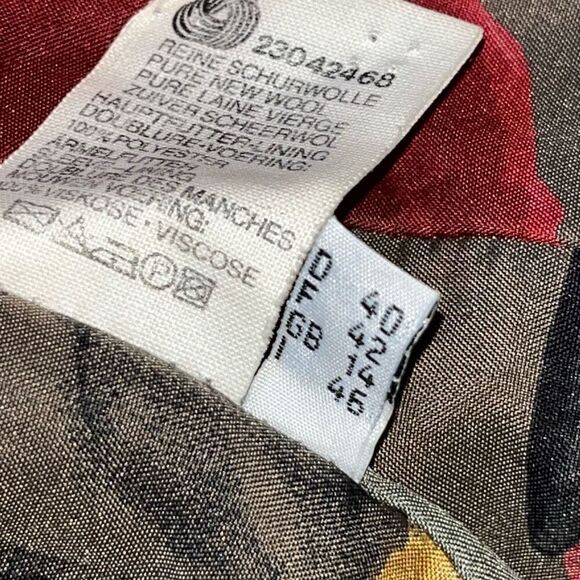 Vintage 90s KL by Karl Lagerfeld Plaid Double Breasted Blazer Wool Purple and Gr - Picture 13 of 16